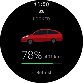 Home screen: Model Y in red, locked, 78% battery