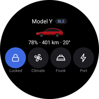 Tile with battery, range and four quick actions